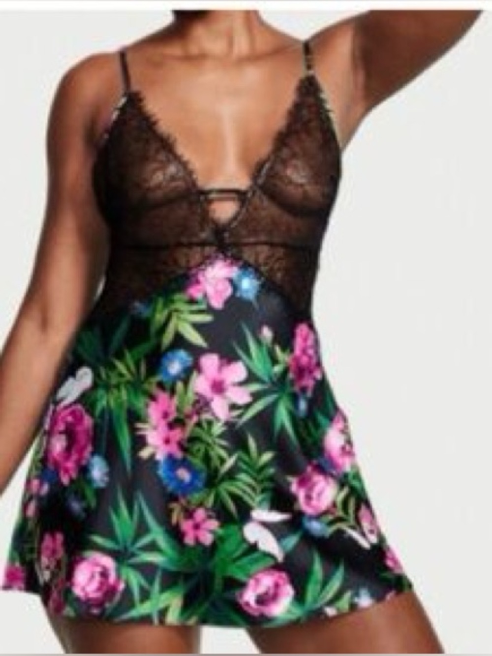 Victoria's Secret Satin Lace Floral Slip Chemise